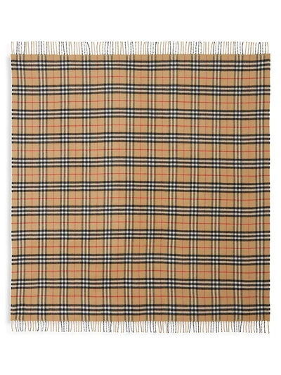 Shop Burberry Merino Wool Check Blanket In Archive Beige