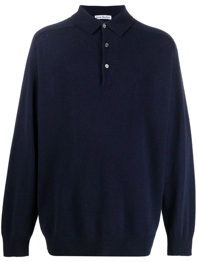 Shop Acne Studios Polo Knitted Jumper In Blue