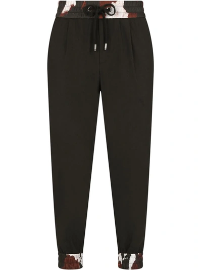 Shop Dolce & Gabbana Pattern-trim Track Pants In Black