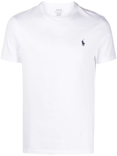Shop Polo Ralph Lauren Polo Pony Embroidered Cotton T-shirt In White
