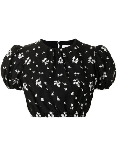 Shop Erdem Romi Embroidered Cropped Top In Black