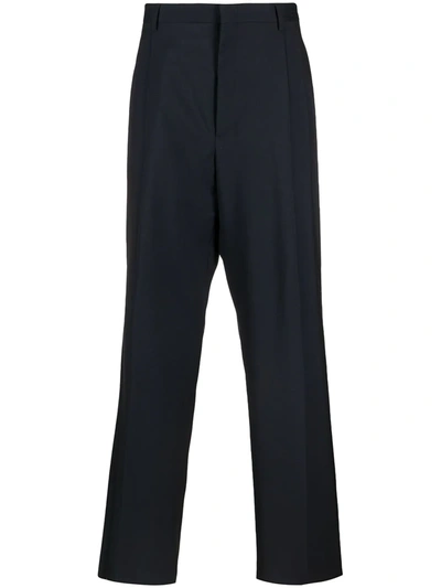 Shop Valentino Pleat-detail Wide-leg Trousers In Blue