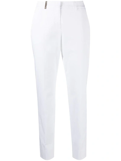 Shop Peserico High-waisted Tapered Trousers In White