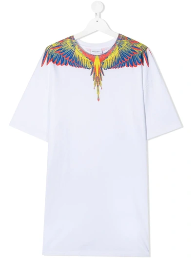 Shop Marcelo Burlon County Of Milan Teen Wings Print T-shirt Dress In White