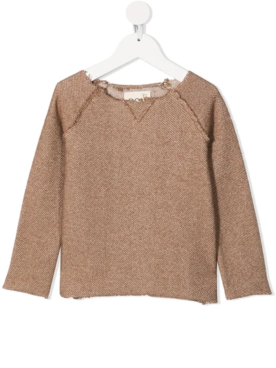 Shop Douuod Roll-edge Cotton Jumper In Neutrals