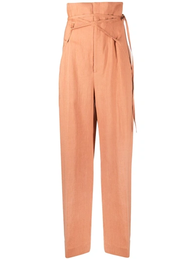 Shop Jacquemus Novio High-waisted Trousers In Orange