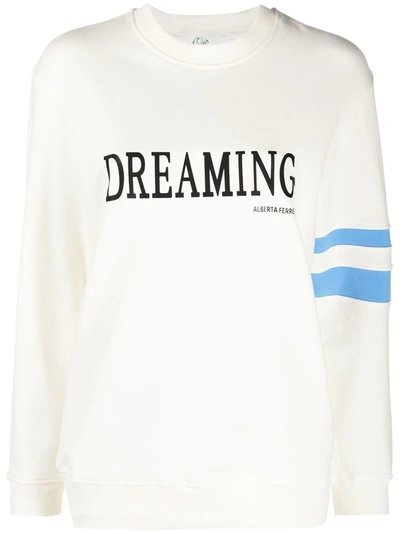 Shop Alberta Ferretti Graphic-print Cotton Sweatshirt In Neutrals