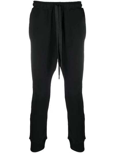 Shop Alchemy Drawstring Stretch-cotton Track Pants In Black