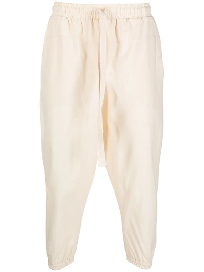 Shop Alchemy Cropped Drawstring Cotton Trousers In Neutrals