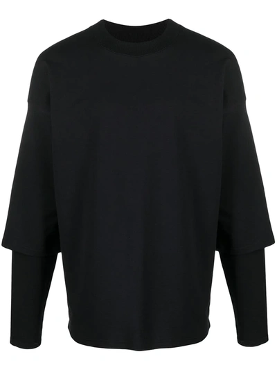 Shop Alchemy Layered Stretch-cotton Sweatshirt In Black