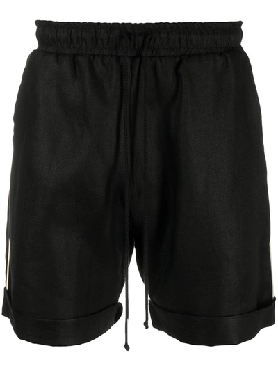 Shop Alchemy Contrast-trim Cotton Drawstring Shorts In Black