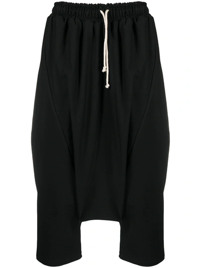 Shop Alchemy Cropped Stretch-cotton Drop-crotch Trousers In Black