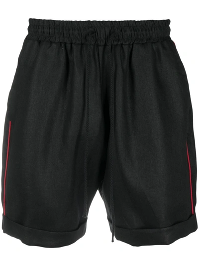 Shop Alchemy Contrast-trim Cotton Shorts In Black