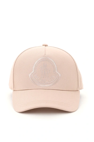 Shop Moncler Baseball Cap With Logo Embroidery In Pink