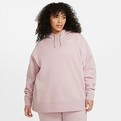 Shop Nike Women's Sportswear Fleece Pullover Hoodie (plus Size) In Champagne/white