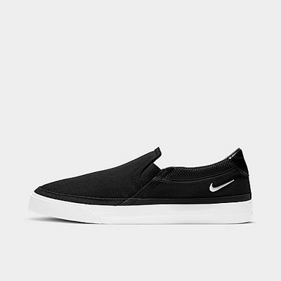 Shop Nike Women's Court Legacy Slip-on Casual Shoes In Black/white/platinum Tint