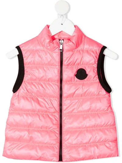 Shop Moncler Logo-patch Padded Gilet In Pink