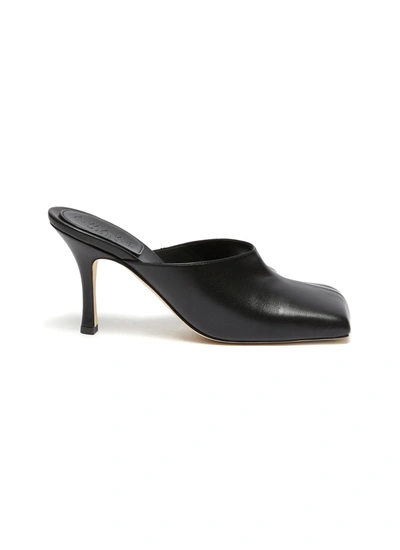 Shop A.w.a.k.e. 'mary' Asymmetric Curved Square Toe Leather Mules In Black