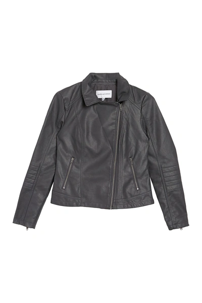 Shop Cupcakes And Cashmere Faux Leather Moto Jacket In Charcoal