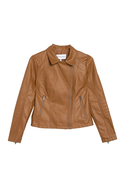 Shop Cupcakes And Cashmere Faux Leather Moto Jacket In Camel