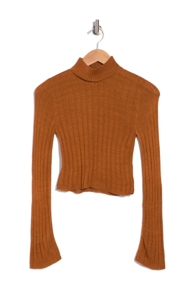 Shop Abound Cropped Mock Neck Sweater In Rust Pumpkin