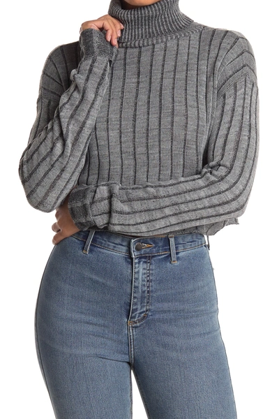 Shop Abound Ribbed Turtleneck Sweater In Grey Medium Charcoal Heather