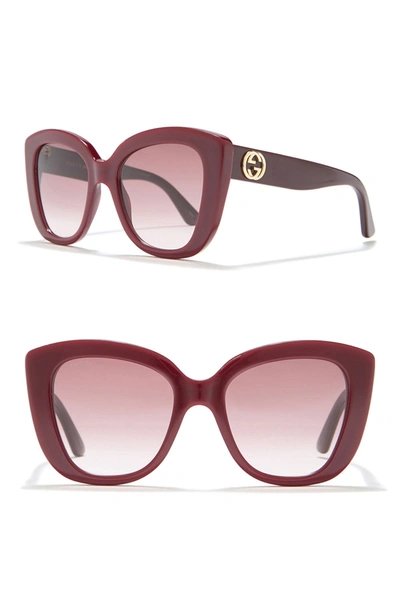 Shop Gucci 52mm Cat Eye Sunglasses In Burgundy