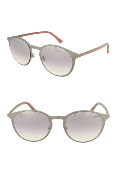 Shop Gucci Best 52mm Round Sunglasses In Ruthenium Green Red