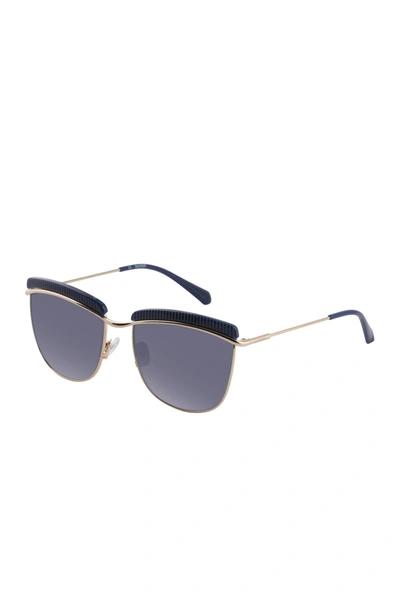 Shop Balmain 56mm Upper Brow Bar Sunglasses In Blue