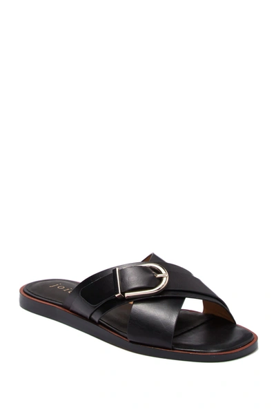 Shop Joie Panther Crisscross Leather Slide Sandal In Nero Fw Sp