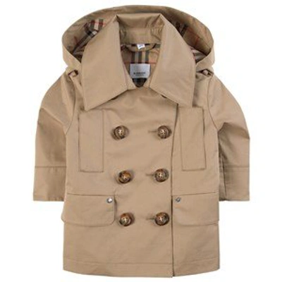 Shop Burberry Beige Twill Trenchcoat In Blue