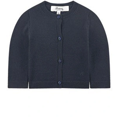 Shop Bonpoint Navy Wool Cardigan In Blue