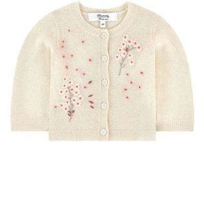 Shop Bonpoint Embroidered Cardigan In Cream