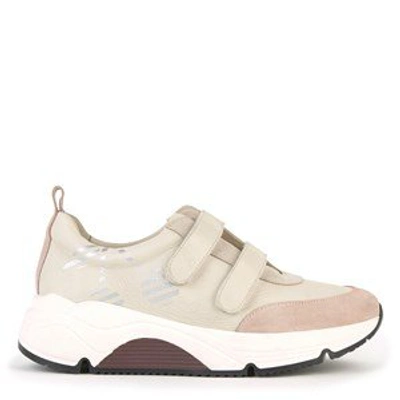 Shop Bonpoint Beige Leather Trainers In Cream