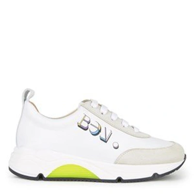 Shop Bonpoint White Leather Trainers In Cream