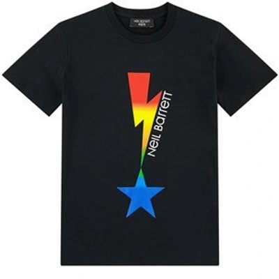 Shop Neil Barrett Black Rainbow Thunderbolt T-shirt In Blue