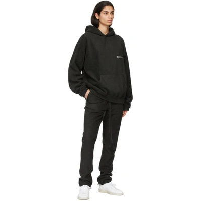 Shop Essentials Black Polar Fleece Hoodie In Stretch Lim