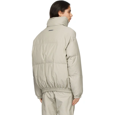 Shop Essentials Beige Nylon Puffer Jacket In Sage