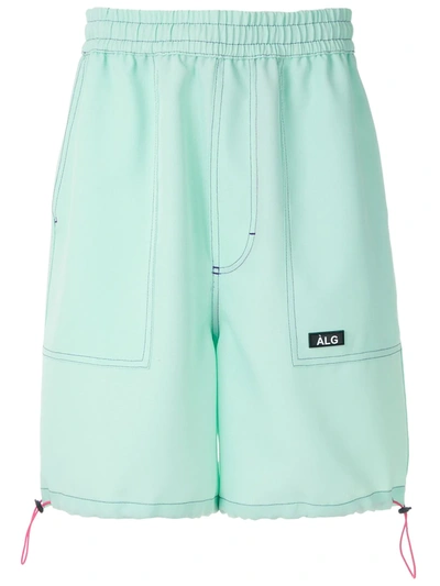 Shop Àlg Contrast-stitching Bermuda Shorts In Green