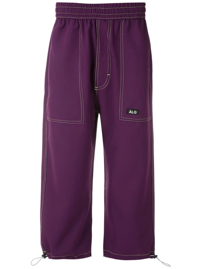 Shop Àlg Oxford Cropped Trousers In Purple