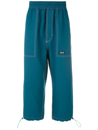 Shop Àlg Oxford Cropped Trousers In Blue