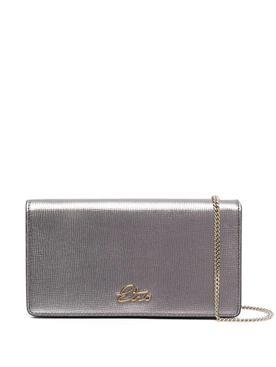 Shop Etro Rectangular Metallic Shoulder Bag In Silver