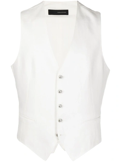 Shop Tagliatore Buttoned Tailored Waistcoat In White