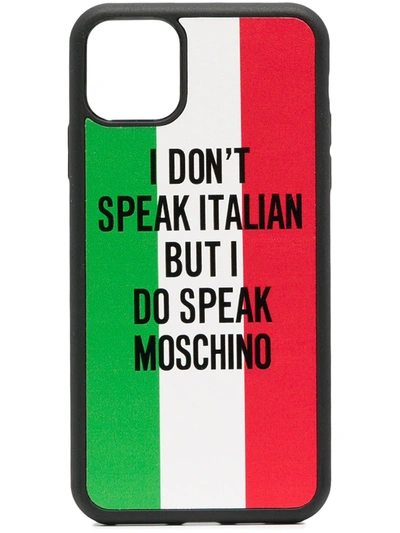 Shop Moschino Slogan Print Iphone 11 Pro Max Case In Black