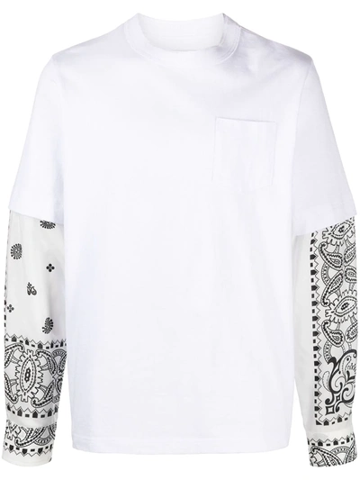 Shop Sacai Bandana-print Panelled Sweatshirt In White