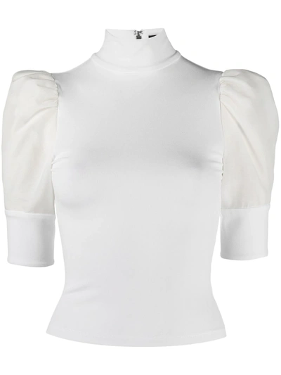 Shop Alice And Olivia Voile-panelled Crepe Top In White