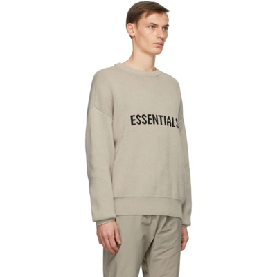 Shop Essentials Beige Logo Sweater In Moss