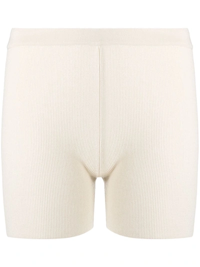 Shop Jacquemus Fine-knit Fitted Shorts In Neutrals