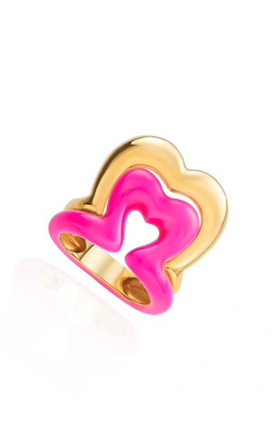 Shop Nevernot Women's Ready 2 Burst 18k Yellow Gold Enameled Ring In Pink