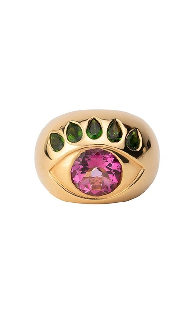 Shop Nevernot Ready To See You 18k Yellow Gold Topaz; Tsavorite Ring